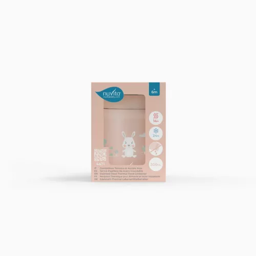 Nuvita ételtároló termosz 300ml - pink 4471