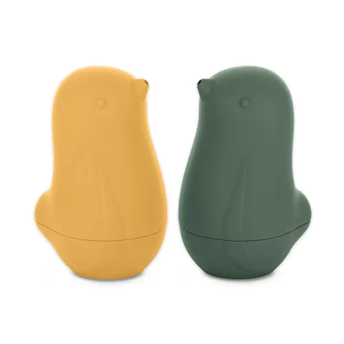 Petite&Mars Szilikon fürdőjáték, Love birds, Ochre - Green, 6 hó+
