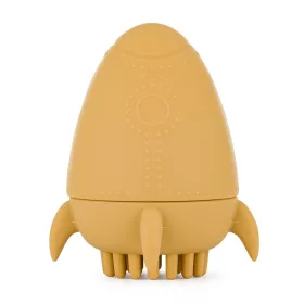   Petite&Mars Szilikon fürdőjáték kefével Splashy Rocket Intense Ochre 6m+