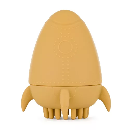 Petite&Mars Szilikon fürdőjáték kefével Splashy Rocket Intense Ochre 6m+