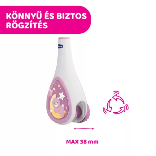 Chicco Next 2 Dreams zenélő forgóka - éjszakai fény rózsaszín