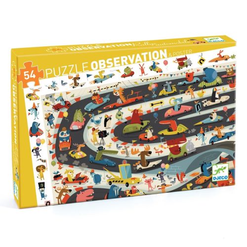 Djeco Megfigyeltető puzzle - Állati autóverseny