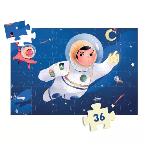 Djeco Formadobozos puzzle Űrhajós a holdon 36 db-os - An astronaut on the moon