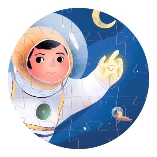 Djeco Formadobozos puzzle Űrhajós a holdon 36 db-os - An astronaut on the moon