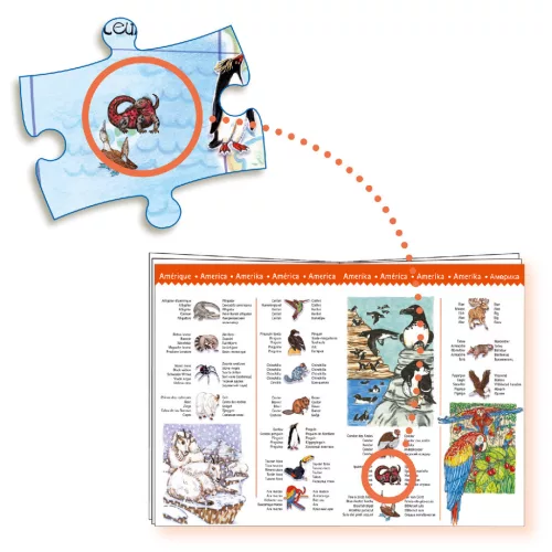 Djeco Megfigyeltető puzzle Föld állatai - Animals of the earth