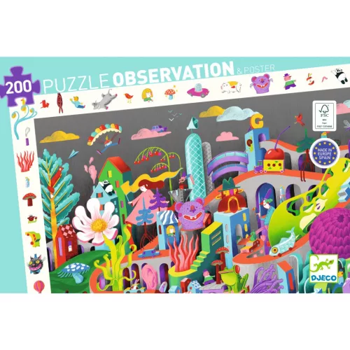 Djeco Megfigyeltető puzzle Őrült város 200 db-os - Crazy Town