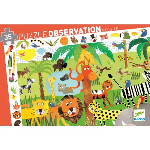 Djeco Megfigyeltető puzzle Dzsungel 35 db-os - Jungle