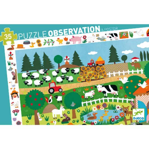 Djeco Megfigyetetlő puzzle A farm 35 db-os - The farm