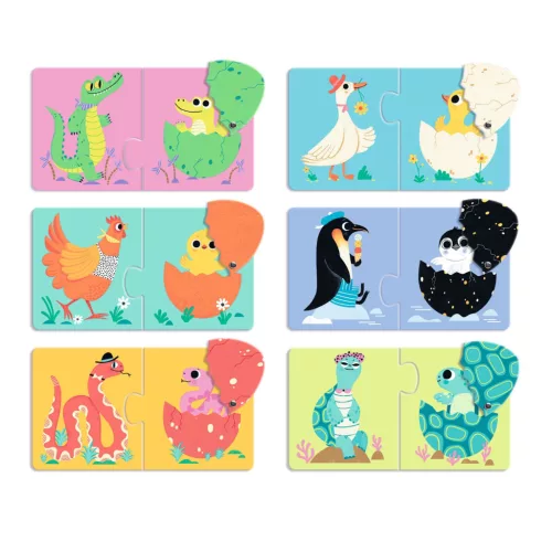 Djeco Párosító puzzle Kié a tojás 12 db-os - Funny eggs