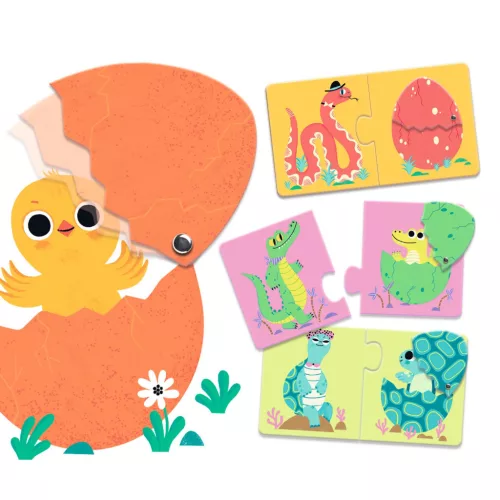Djeco Párosító puzzle Kié a tojás 12 db-os - Funny eggs