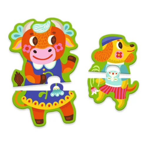 Djeco Sorozatkirakó puzzle Nagyok és kicsik a tanyán 16 db-os - Big and small on the farm