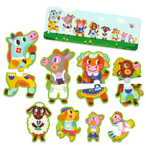 Djeco Sorozatkirakó puzzle Nagyok és kicsik a tanyán 16 db-os - Big and small on the farm