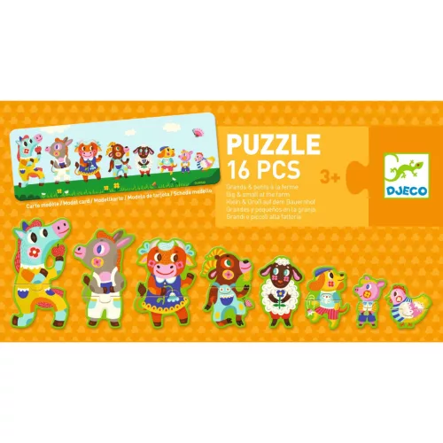 Djeco Sorozatkirakó puzzle Nagyok és kicsik a tanyán 16 db-os - Big and small on the farm
